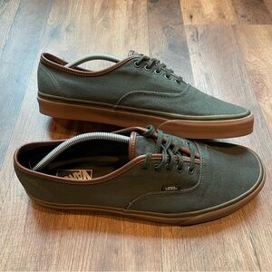 Vans Era Canvas Sneakers in Olive Green and Brown Gum